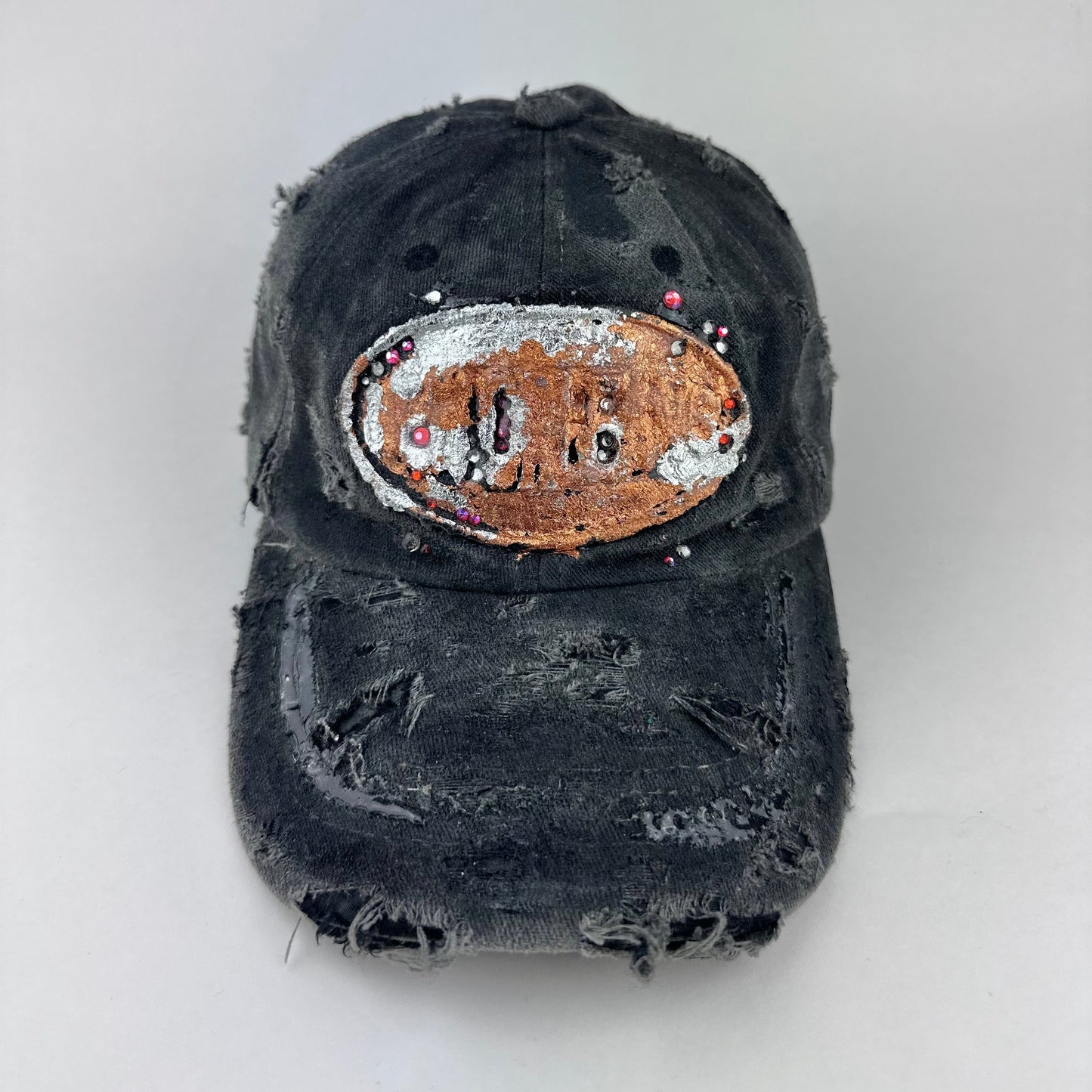 ASTROBOI* 'NOCU' Black Distressed Copper Rhinestone Hat