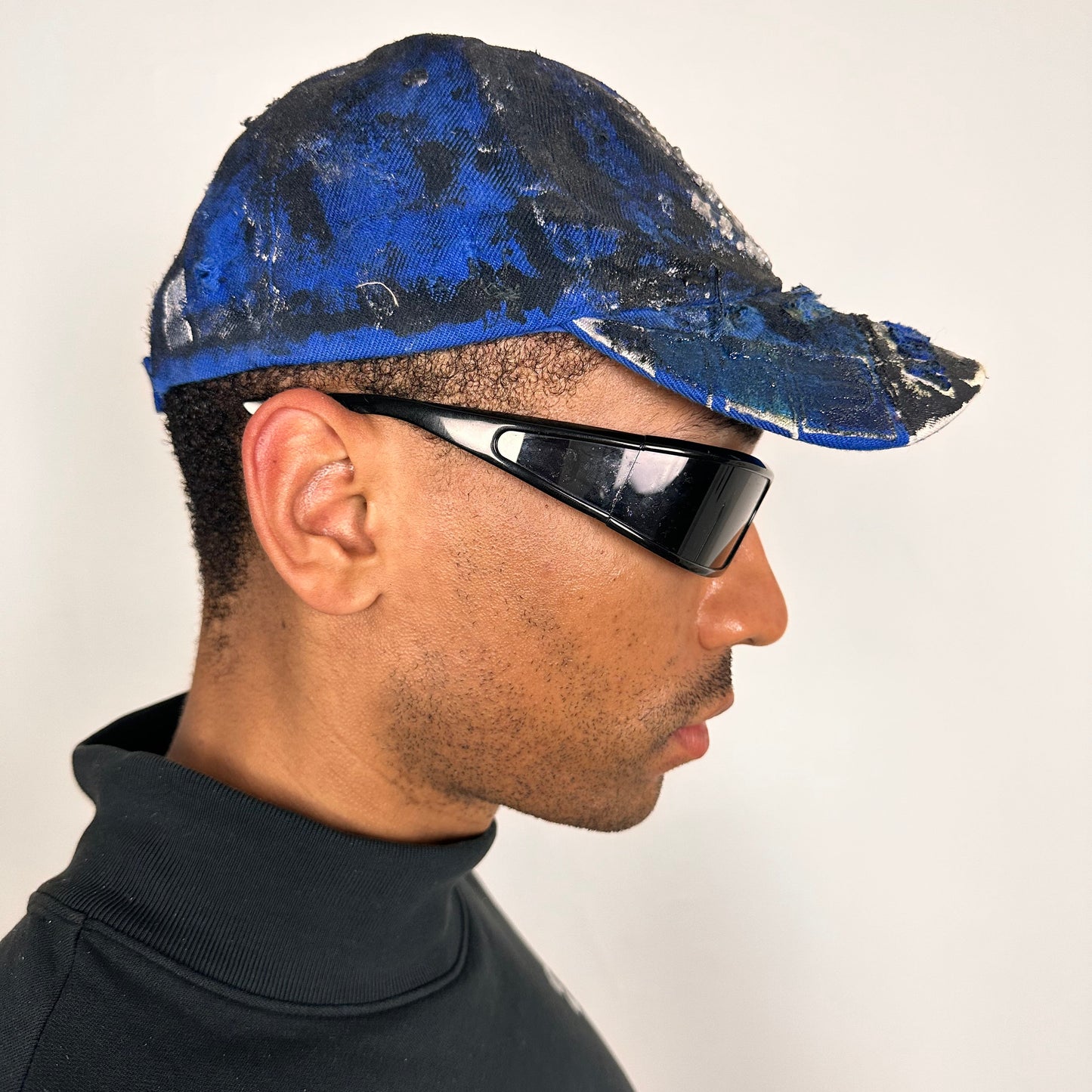 Air Force Blue & Black Distressed Rhinestone Hat