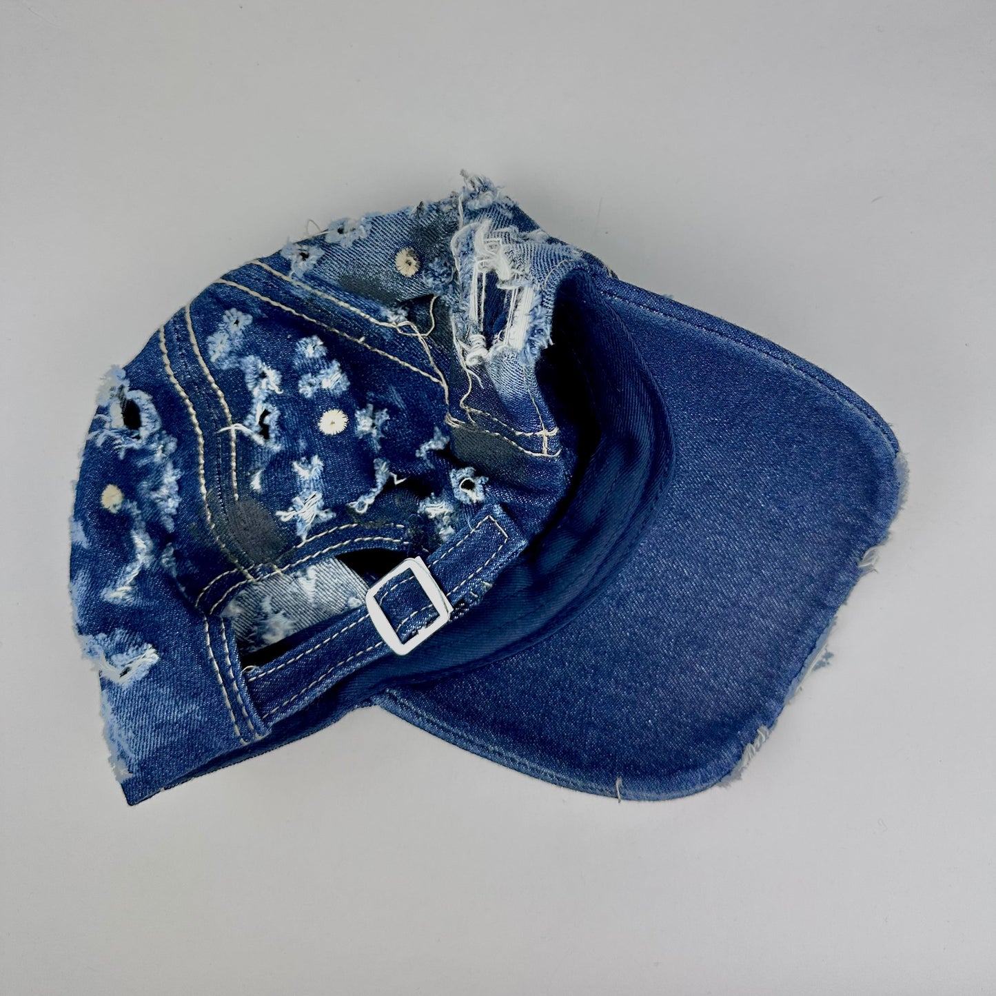 ASTROBOI* Distressed Denim Mid Blue & Black Streetwear Cap