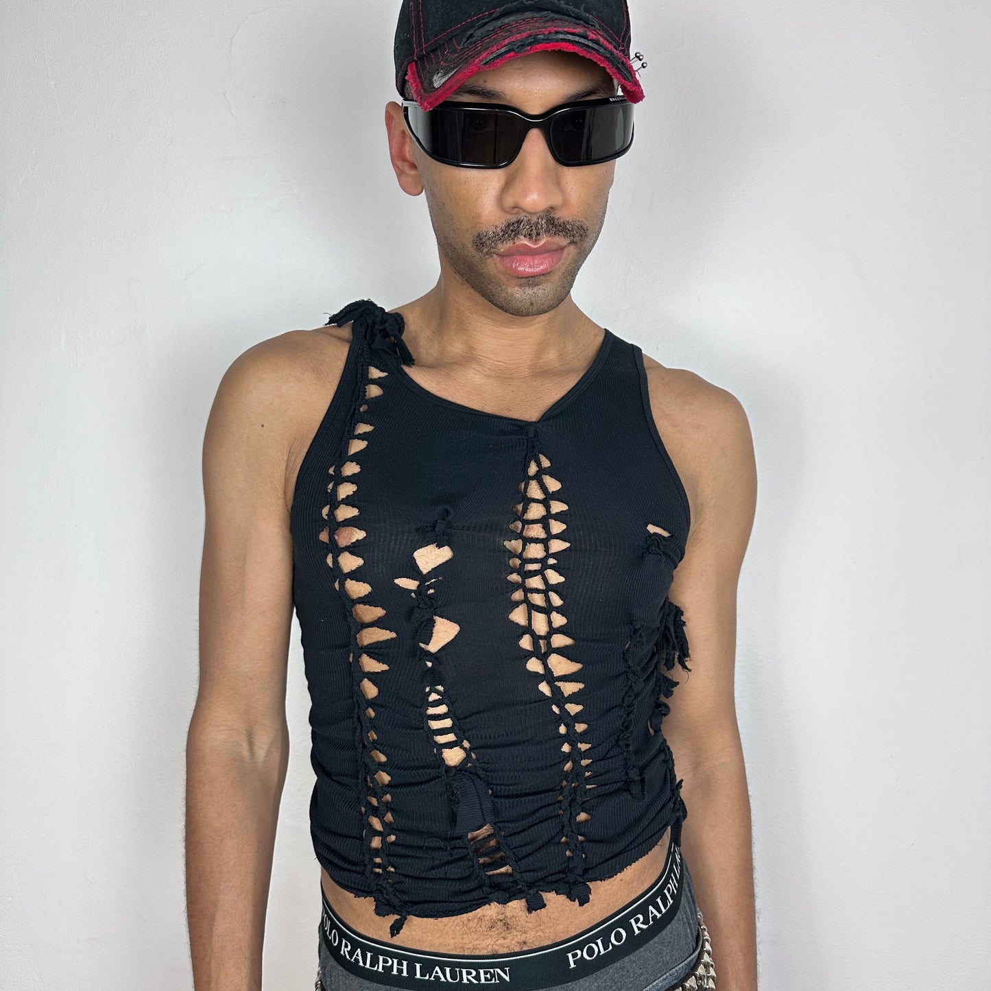 ASTROBOI* x Gildan 'Natt' Black Braided Twist Tank Top - Medium