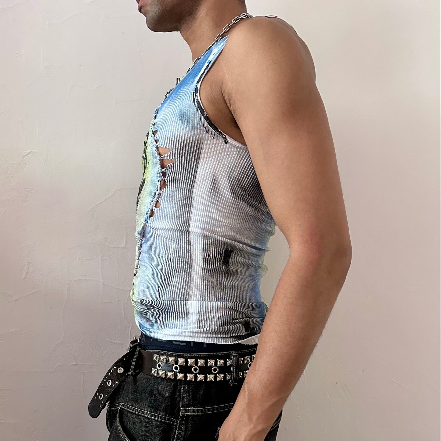 x Hanes 'Tattoo' White & Black Print Tank Top - Large