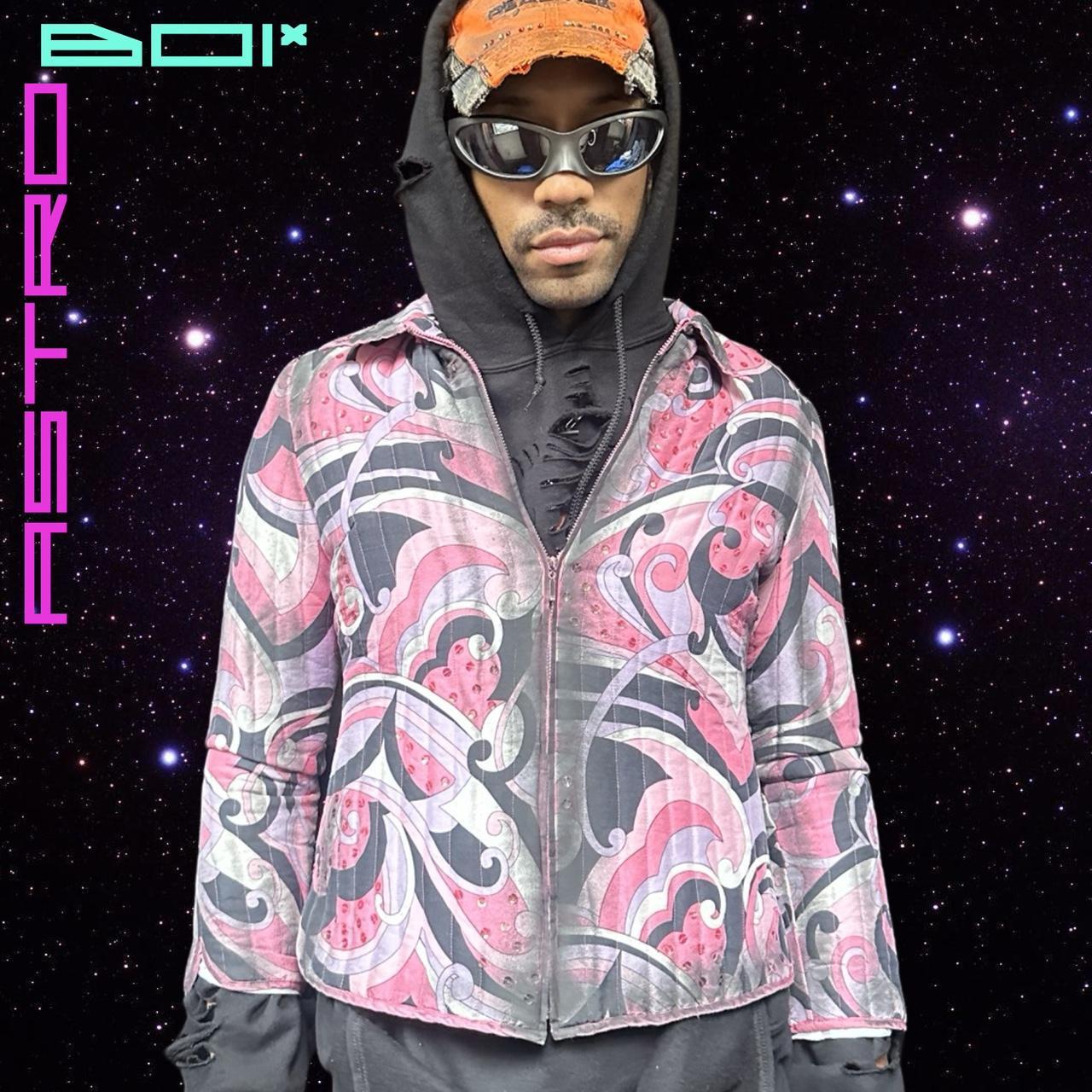 ASTROBOI* Pink Pucci Print Silk Airbrushed Quilted Jacket - Large