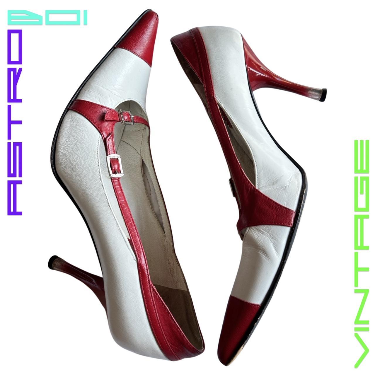 VIA SPIGA RED AND WHITE Y2K HEELS _ 8.5