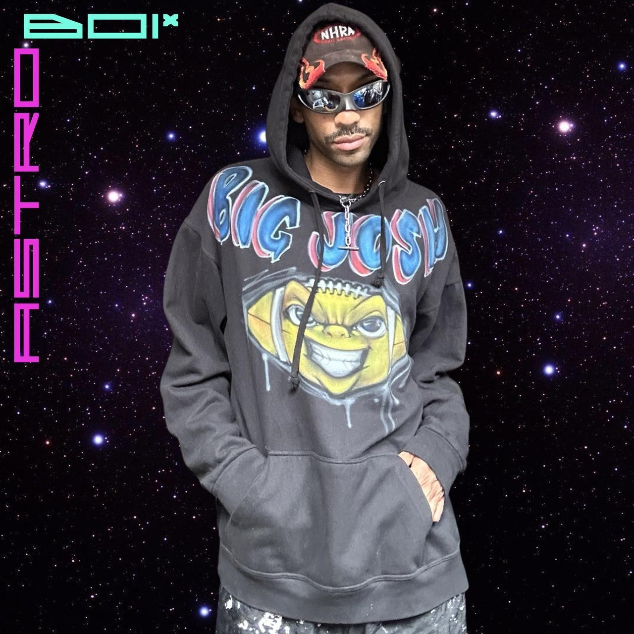 Men's Black Oversized Airbrushed Pullover Hoodie - XXL