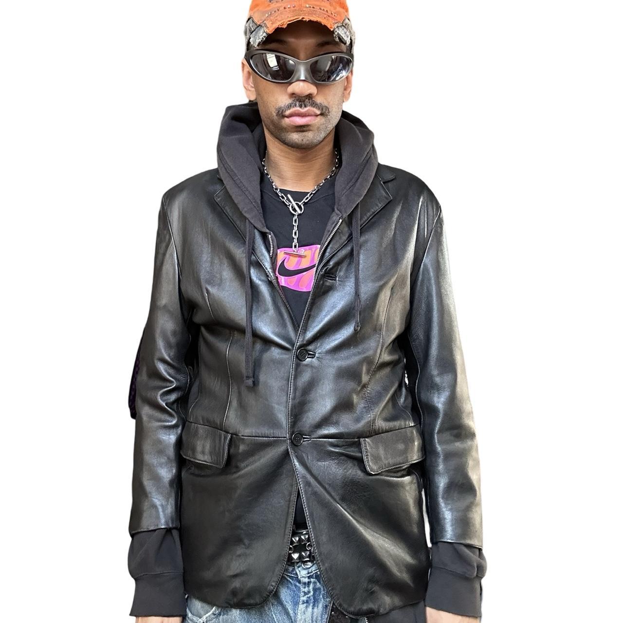 Sisley Black Leather Blazer, front overview