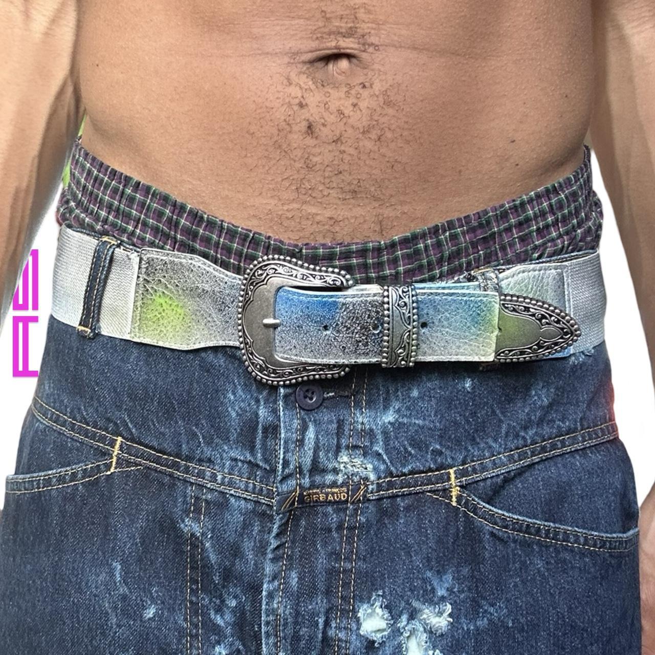 Custom White Stretch Airbrushed Western Belt