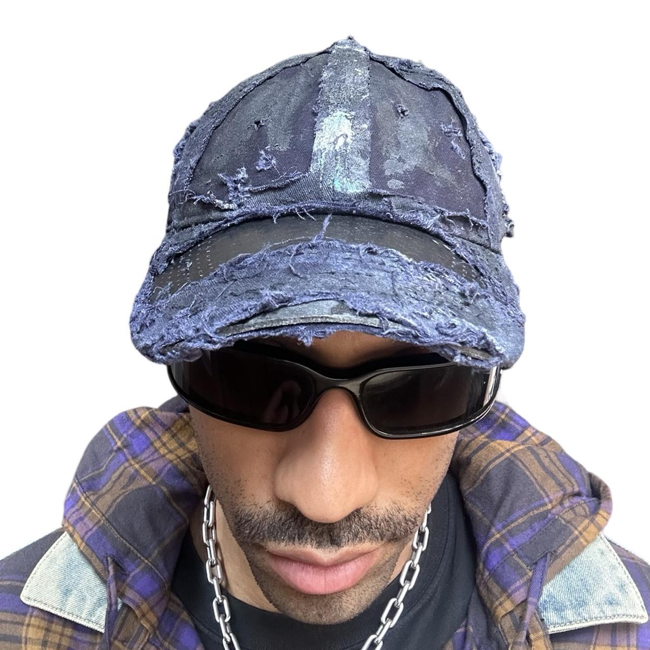 ASTROBOI* 'Theo' Blue Deconstructed Distressed Hat, front overview