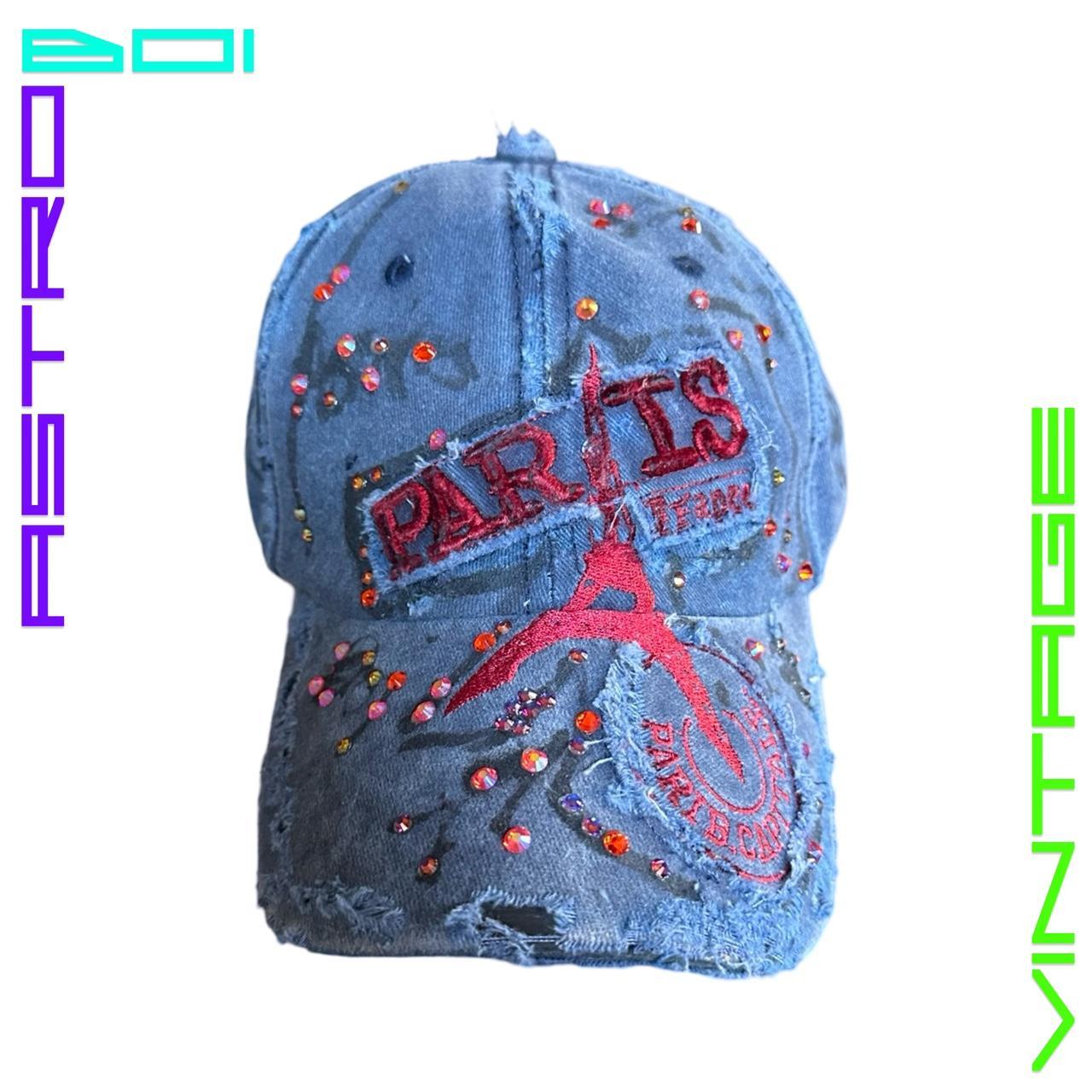 Blue Rhinestone Baseball Graffiti Hat