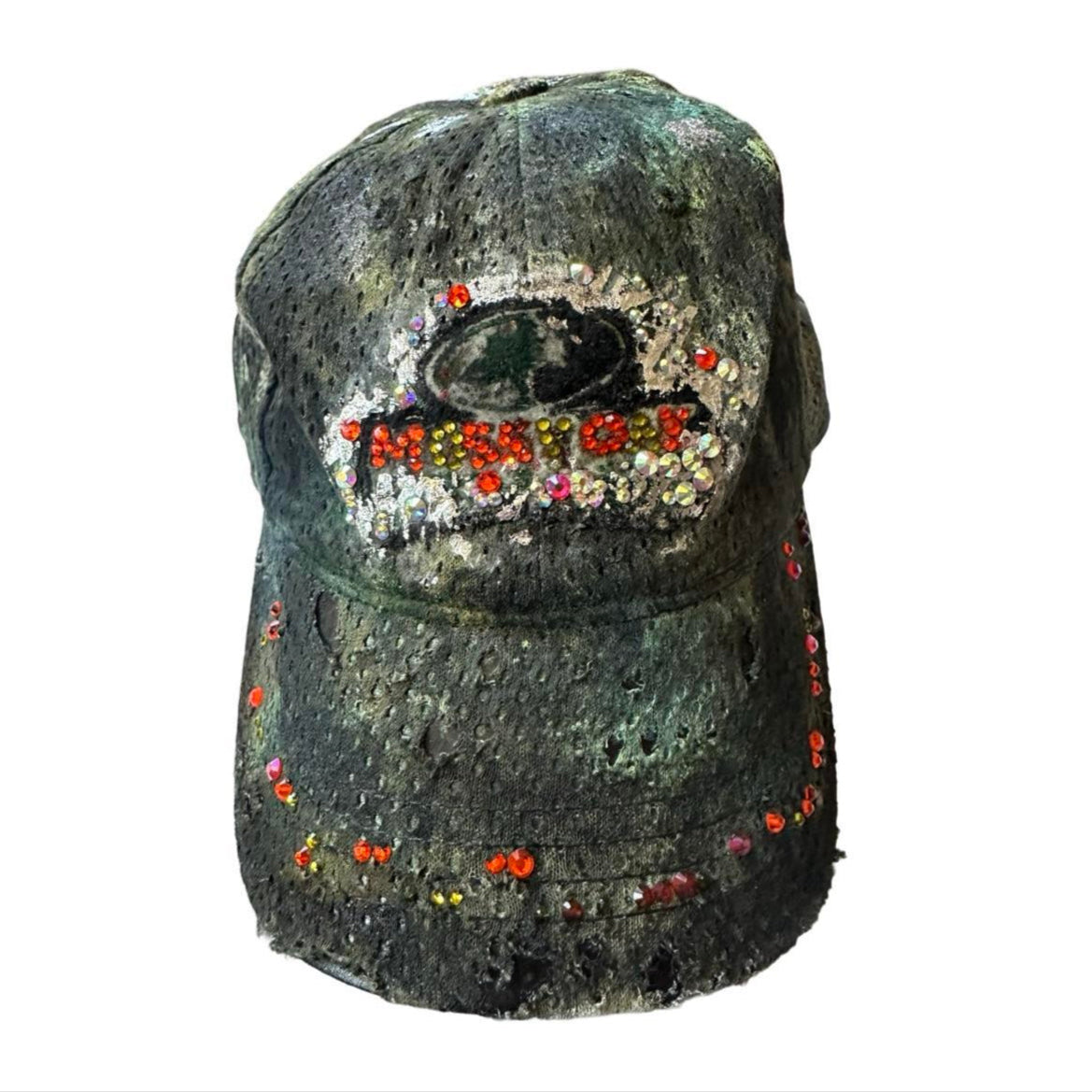 ASTROBOI* x Mossy Oak Green Rhinestone Mesh Hat - flat front