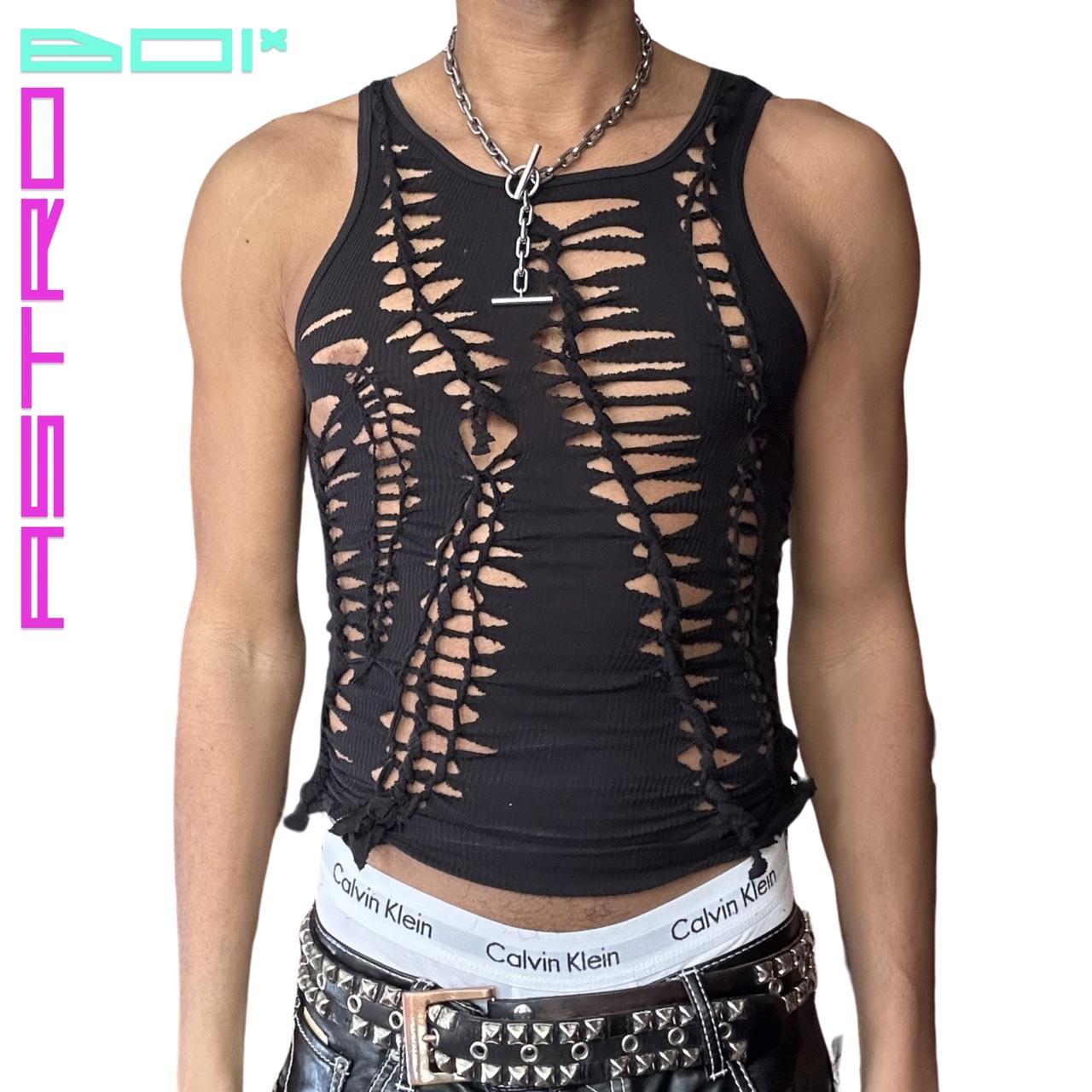 ASTROBOI* 'DIVERGENT' BLACK BRAIDED TANK TOP