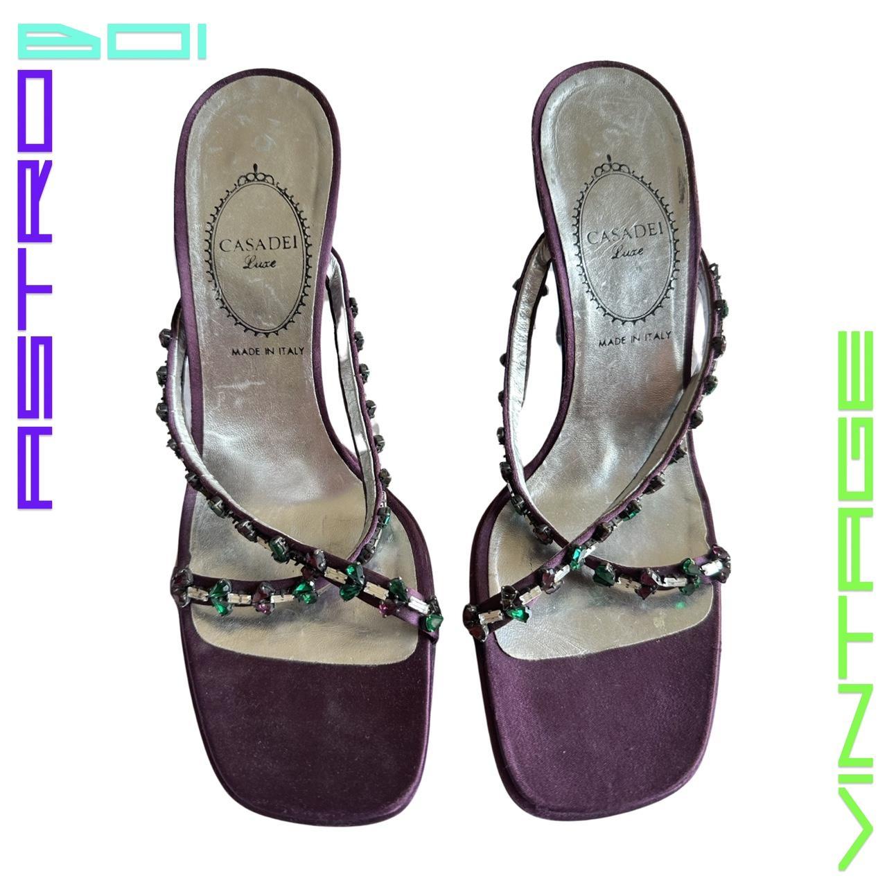 VINTAGE CASADI BEJEWELED EVENING SANDAL_ PURPLE_ 8.5