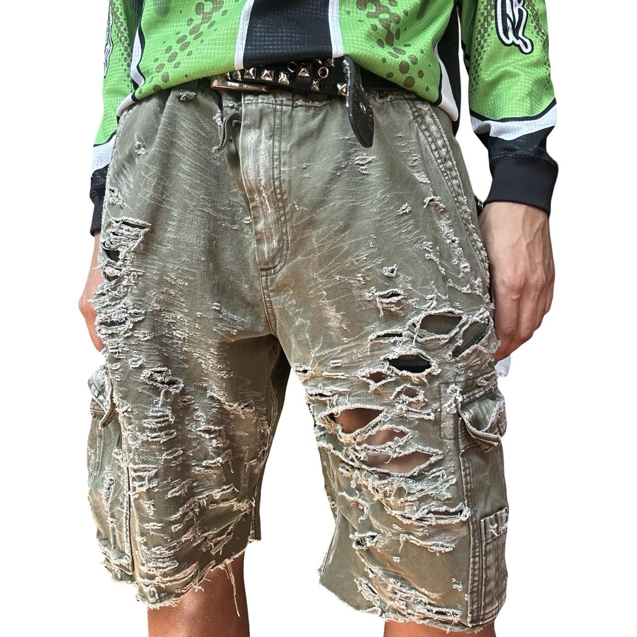 Abercrombie & Fitch Army Green Baggy Grunge Camo Shorts - front