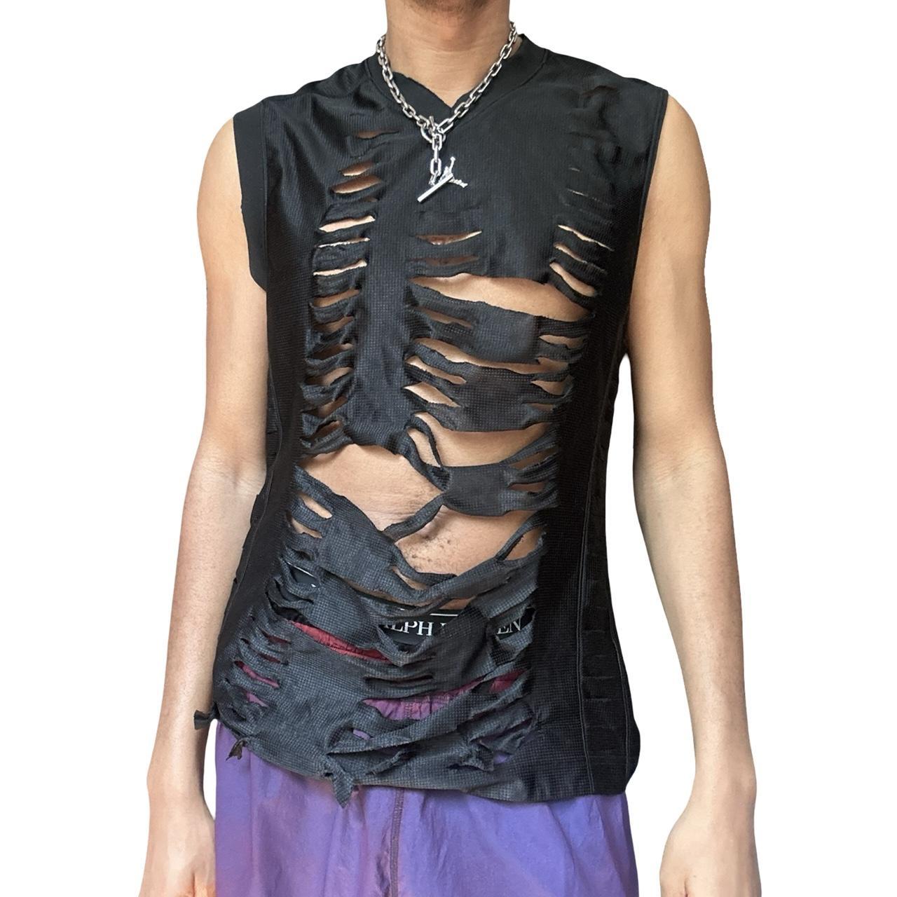 ASTROBOI* x Jordan Black Cut Out Rhinestone Basketball Tank – front