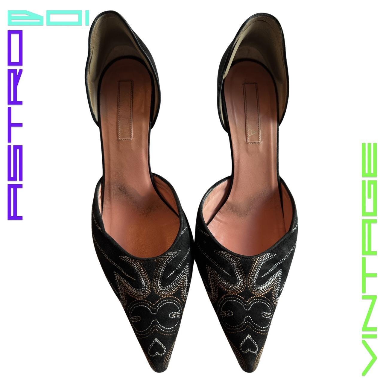 VINTAGE ESCADA SUEDE WESTERN HEELS_ BLACK_ 39