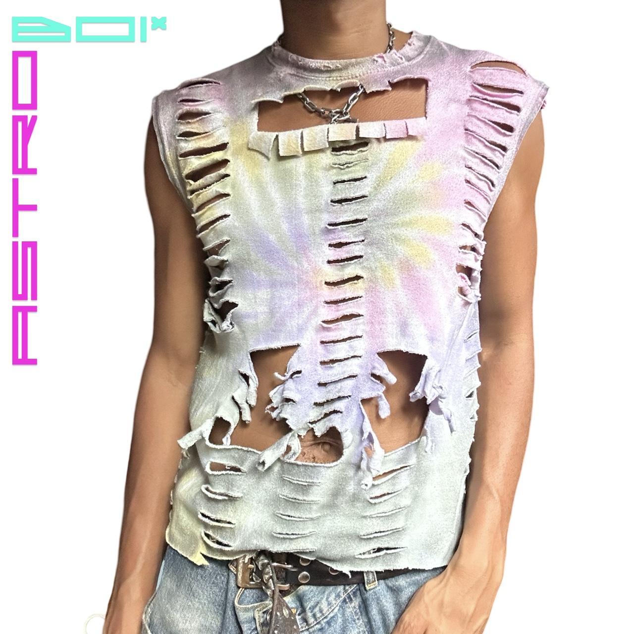 ASTROBOI* GRUNGE PINK CANDY COATED SLEEVELESS SWEATSHIRT _ MEDIUM