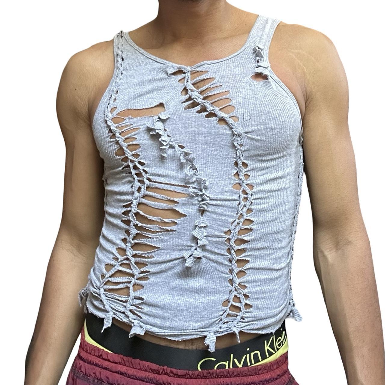 ASTROBOI* 'Jude' Gray Knotted Twist Braided Tank Top – front