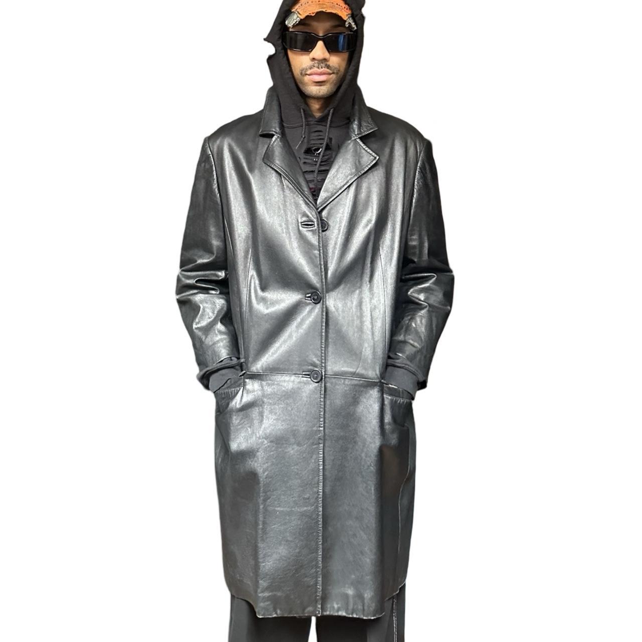 Vintage Marvin Richards Black Long Leather Trench Coat
