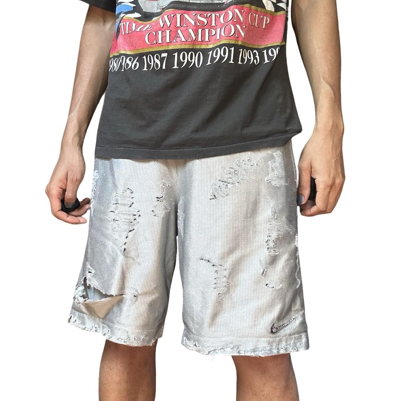 Nike Distressed Silver Rhinestone Basketball Shorts - front