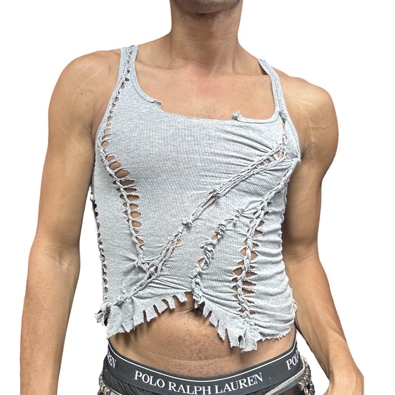 ASTROBOI* 'Fog' Gray Twist Braided Tank Top - front