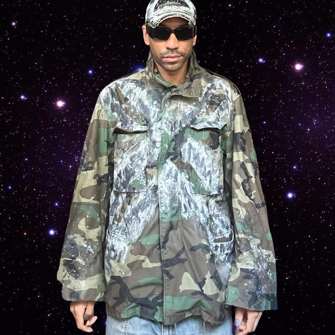 ASTROBOI* 'X Marks The Spot' Oversized Painted Camouflage Jacket - XXL Regular
