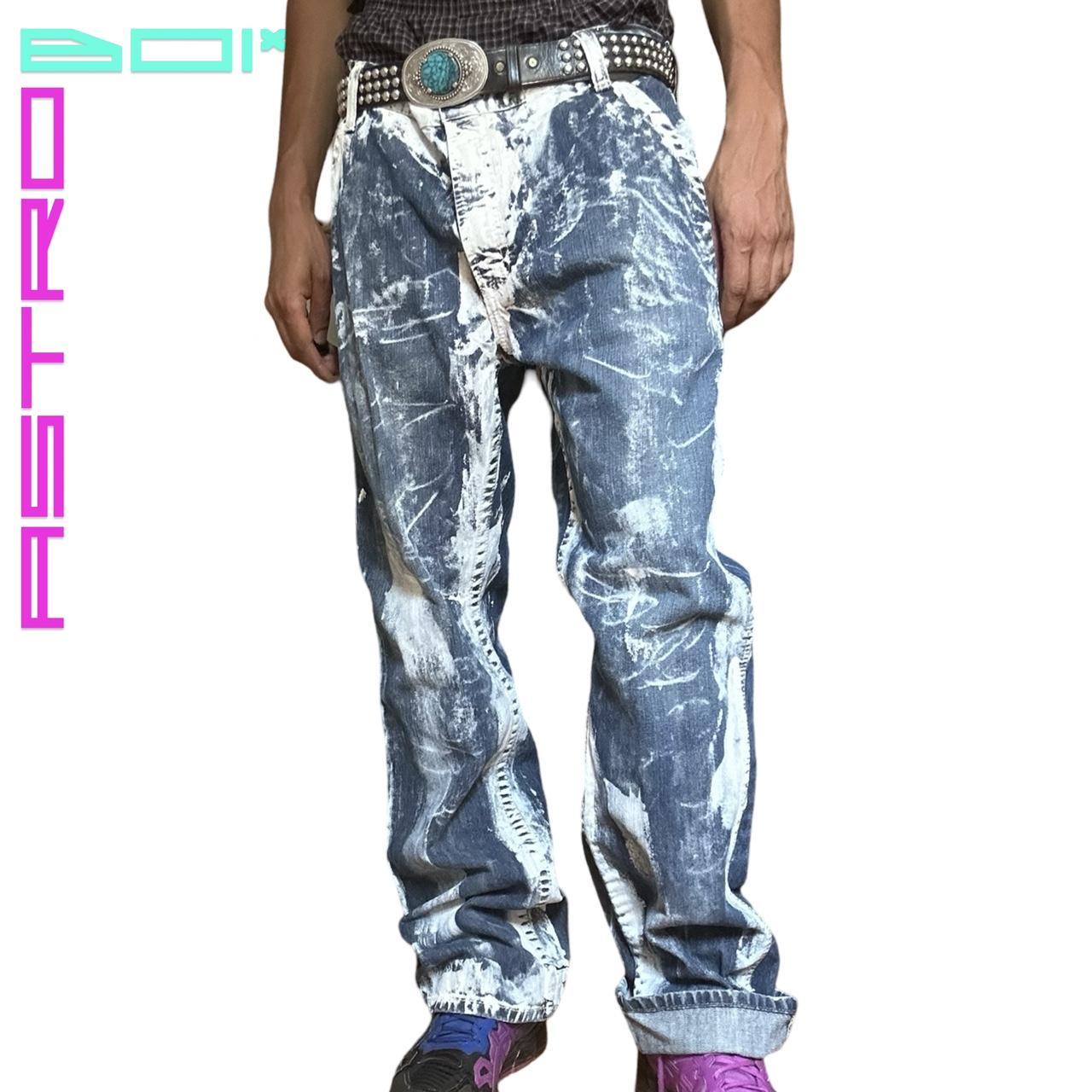 ASTROBOI* PAINTED CARPENTERS WORKWEAR BLUE JEANS _ 38x34