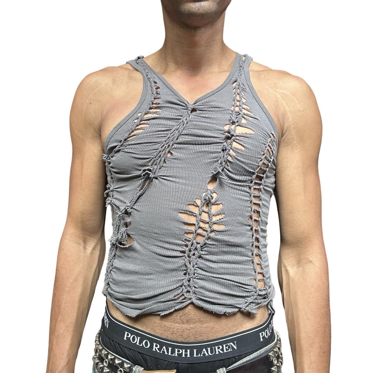 ASTROBOI* x Gildan 'Slate' Gray Twist Braided Tank Top - front