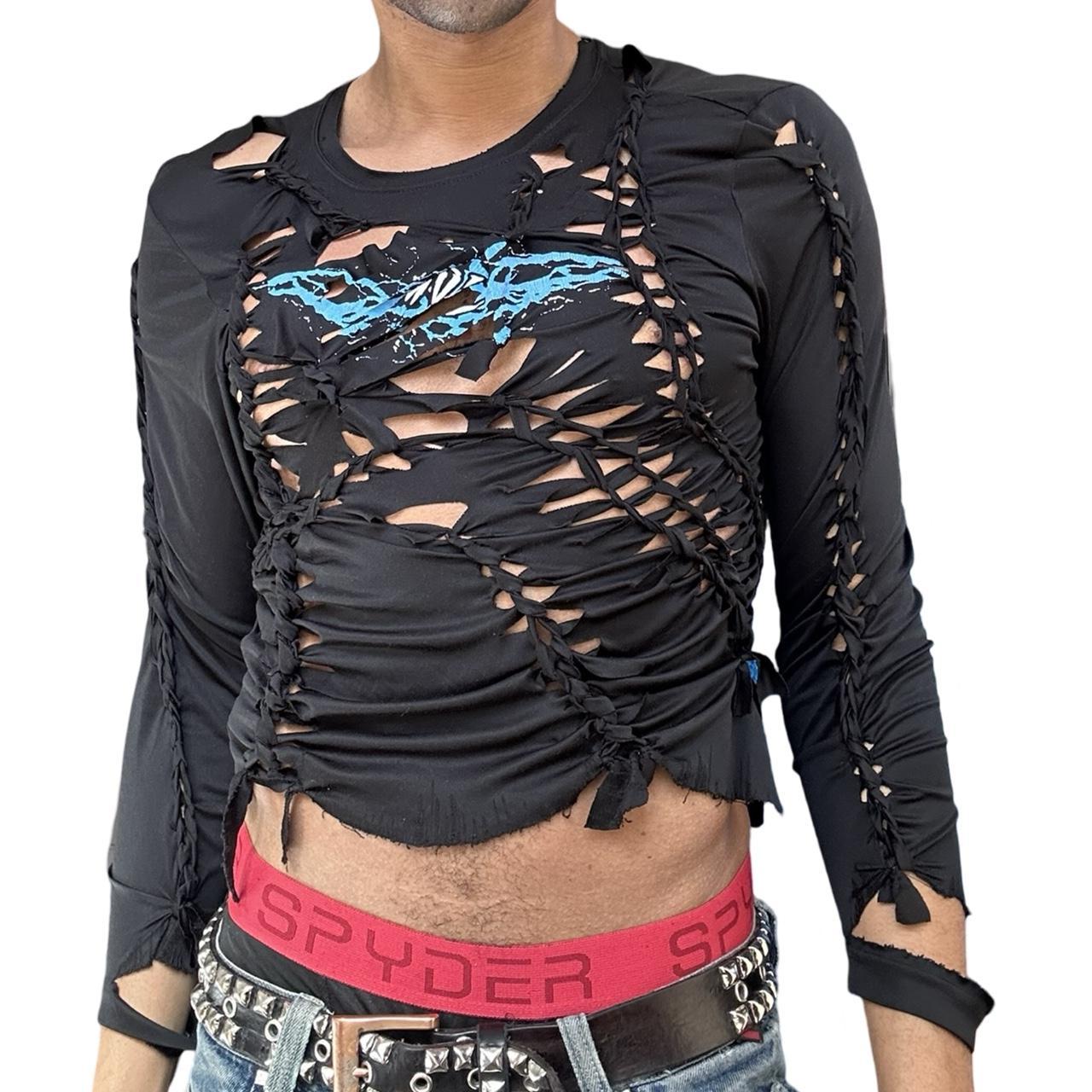 ASTROBOI* 'Thunder' Black Braided Compression Top - front