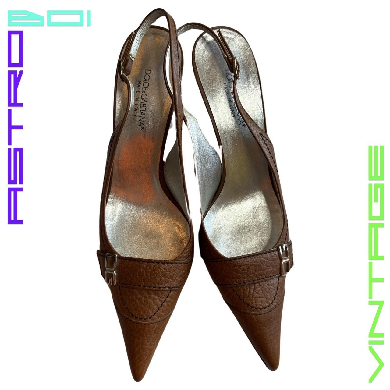 DOLCE & GABBANA LEATHER SLINGBACKS_ BROWN_ 39