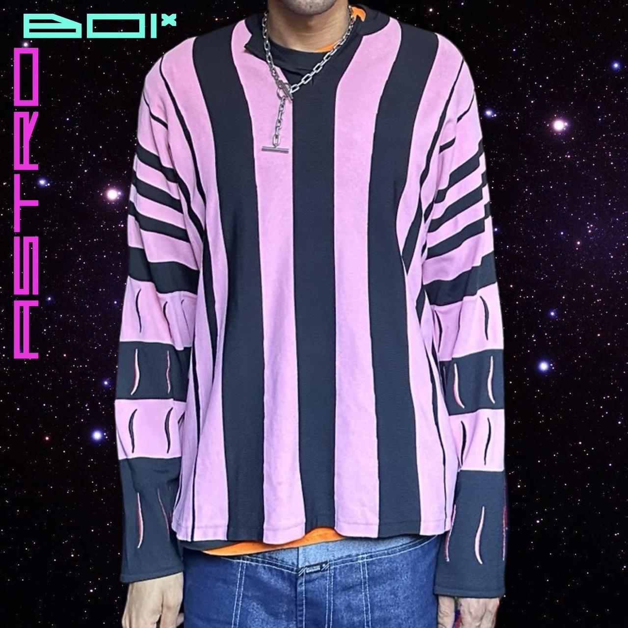 Kiko Kostadinov 2021 Hydra Pink/Black Striped Sweater