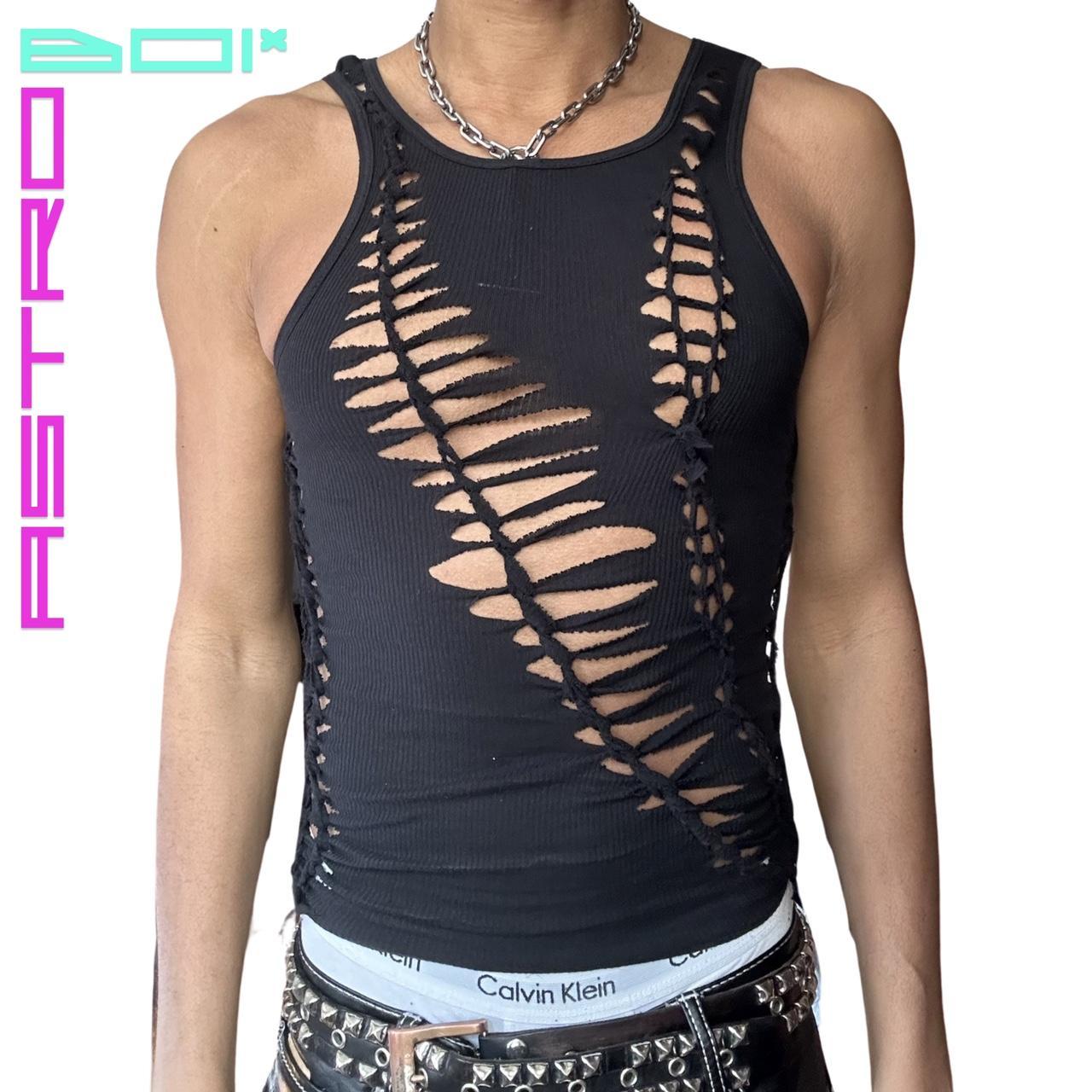 ASTROBOI* 'WEB' BLACK BRAIDED TANK TOP_ MEDIUM