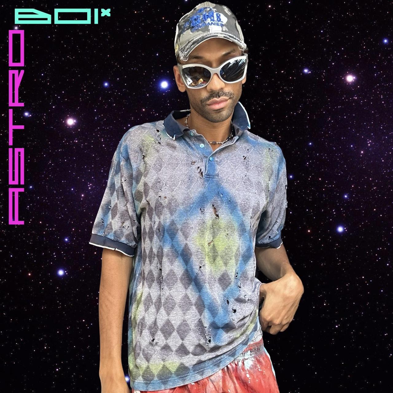 ASTROBOI* BLUE DIAMOND AIRBRUSHED POLO _ XL