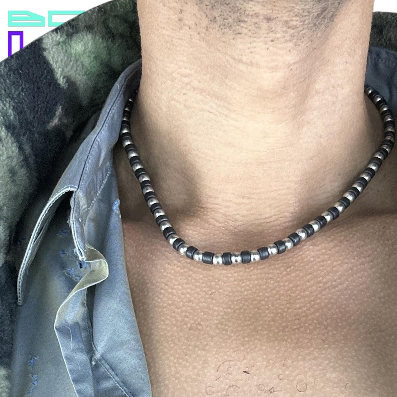 ANDROMEDA CIRCULAR BEADED NECKLACE _ SILVER/BLACK