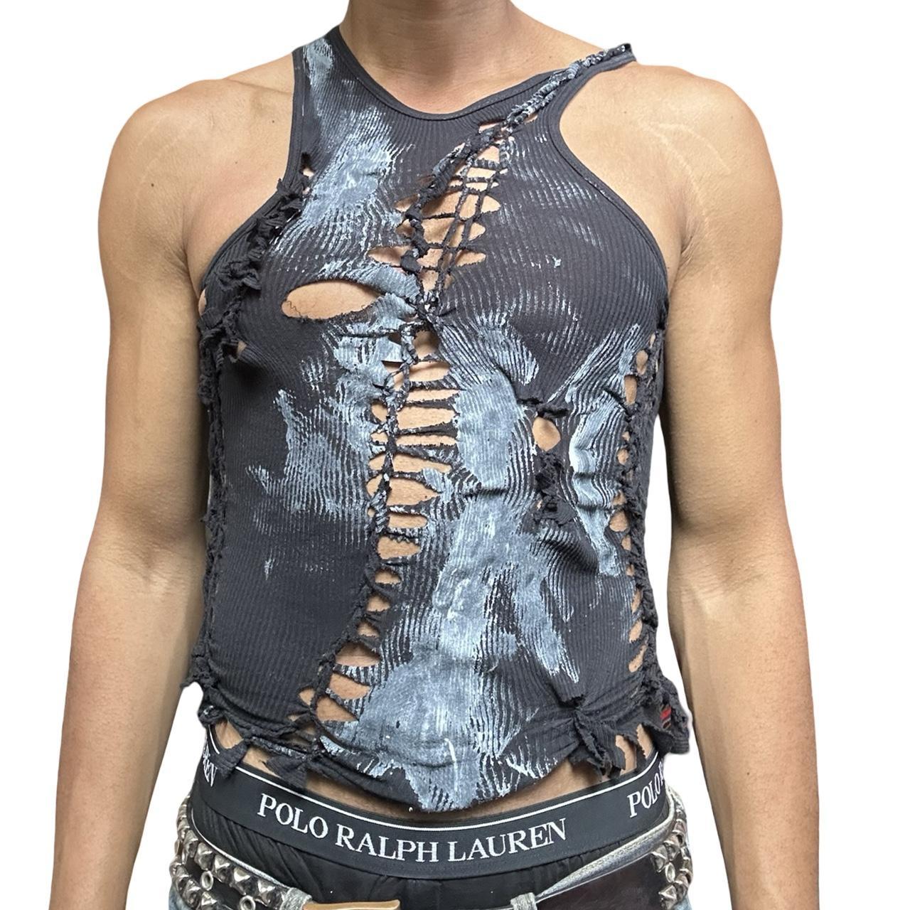 ASTROBOI* 'Shadow Play' Gildan Black Twist Braided Tank Top - front