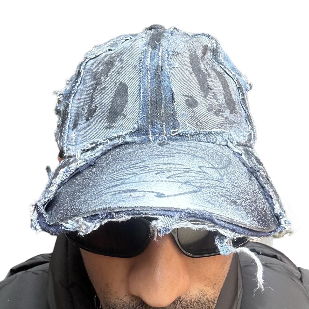 ASTROBOI* 'Denim Punk' Blue Distressed Hat, front