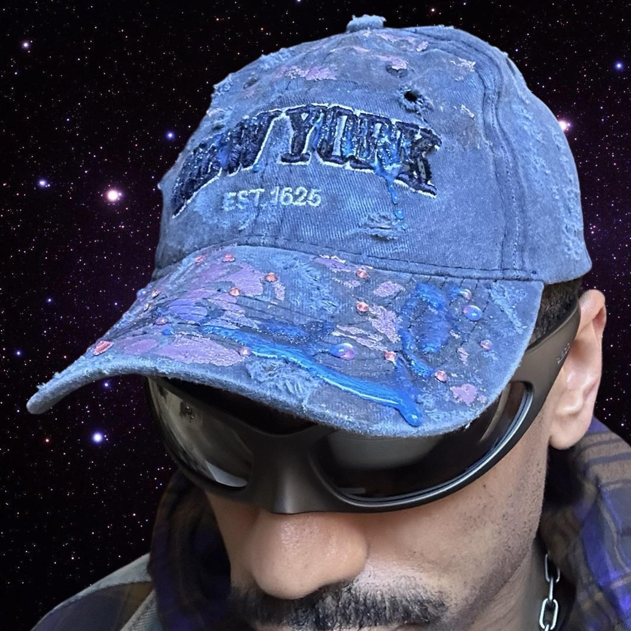 ASTROBOI* 'Twilight Haze' New York Blue Distressed Rhinestone Hat