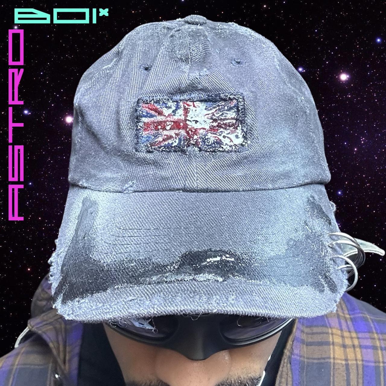 ASTROBOI* 'London Rain' Navy Distressed Union Jack Resin Pierced Hat