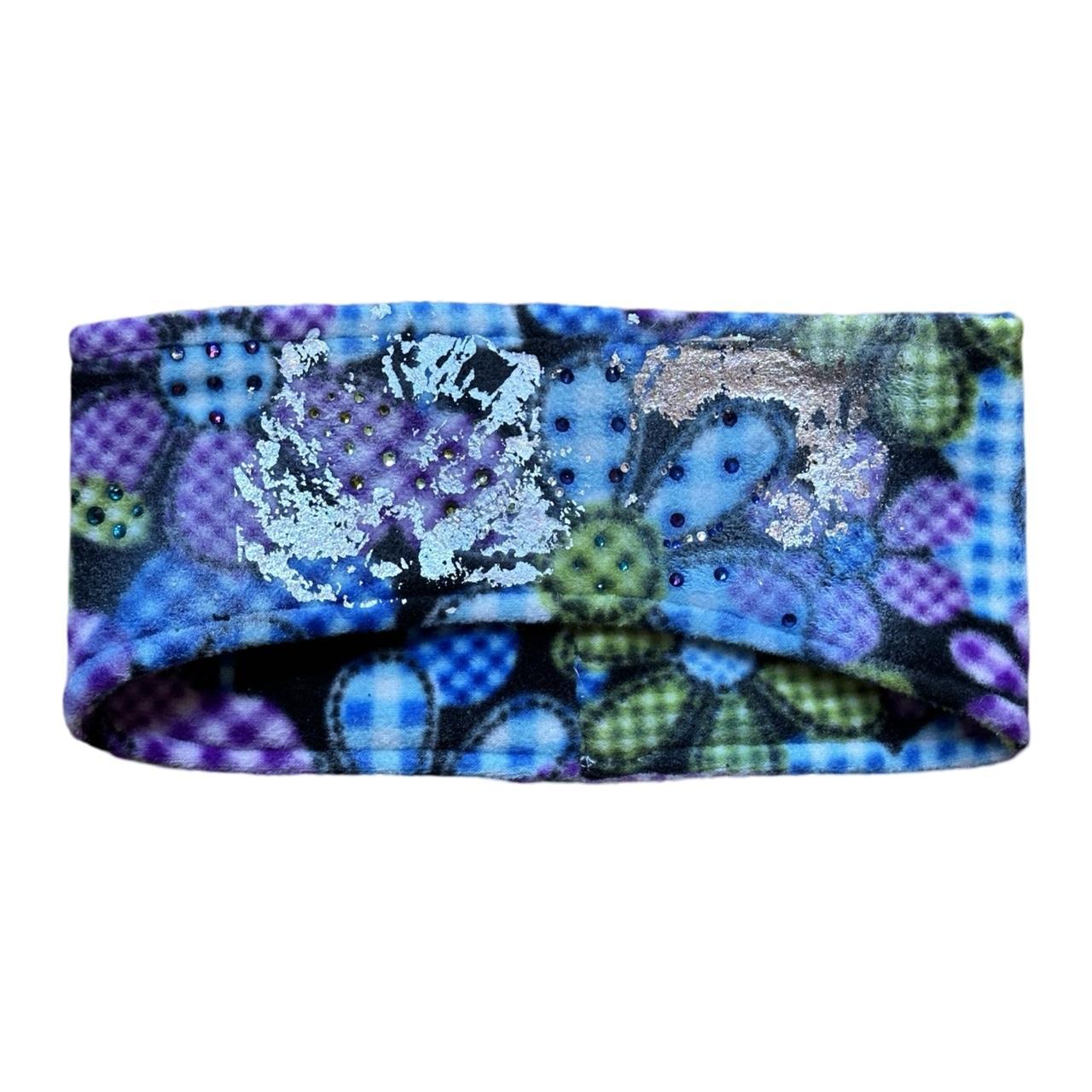 Custom Womens 'Flower Power' Black Fleece Ear Warmer Headband