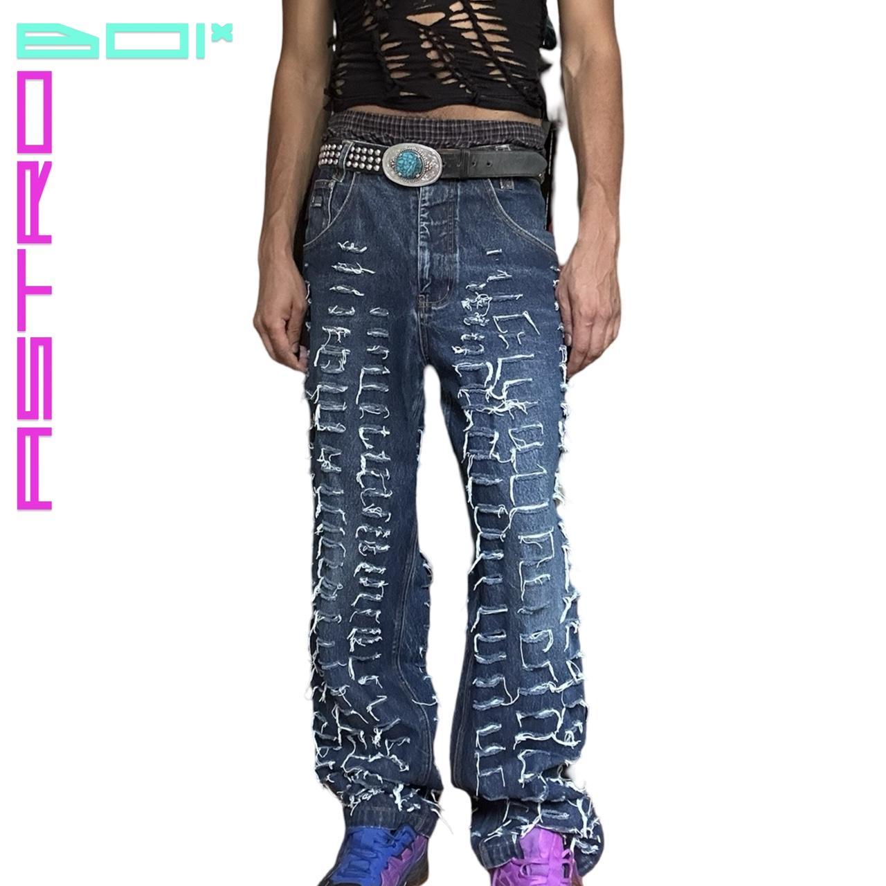 ASTROBOI* SLASH TIERS BLUE FADED GRUNGE JEANS _ 31"