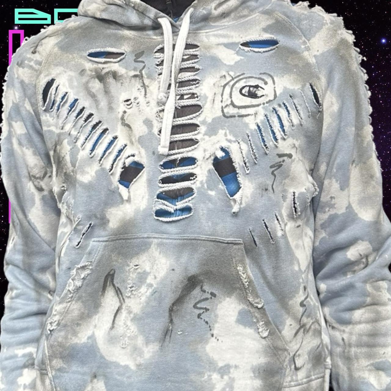 Champion Powder Blue / White Tie Dye Hoodie