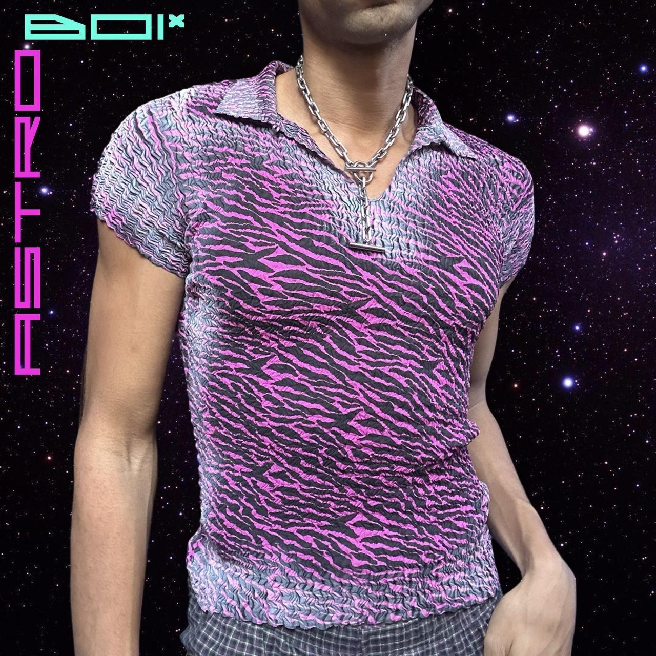 Hot Pink/Black Zebra Patterned Pleated Top
