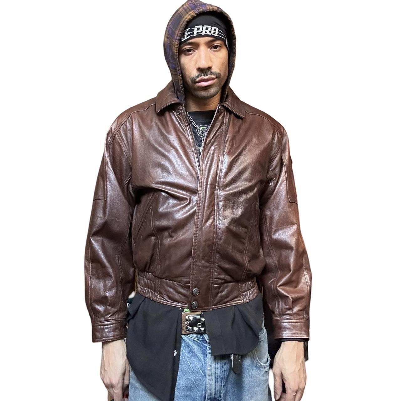 Wilson's Leather Brown Retro Bomber Jacket - Medium - styled