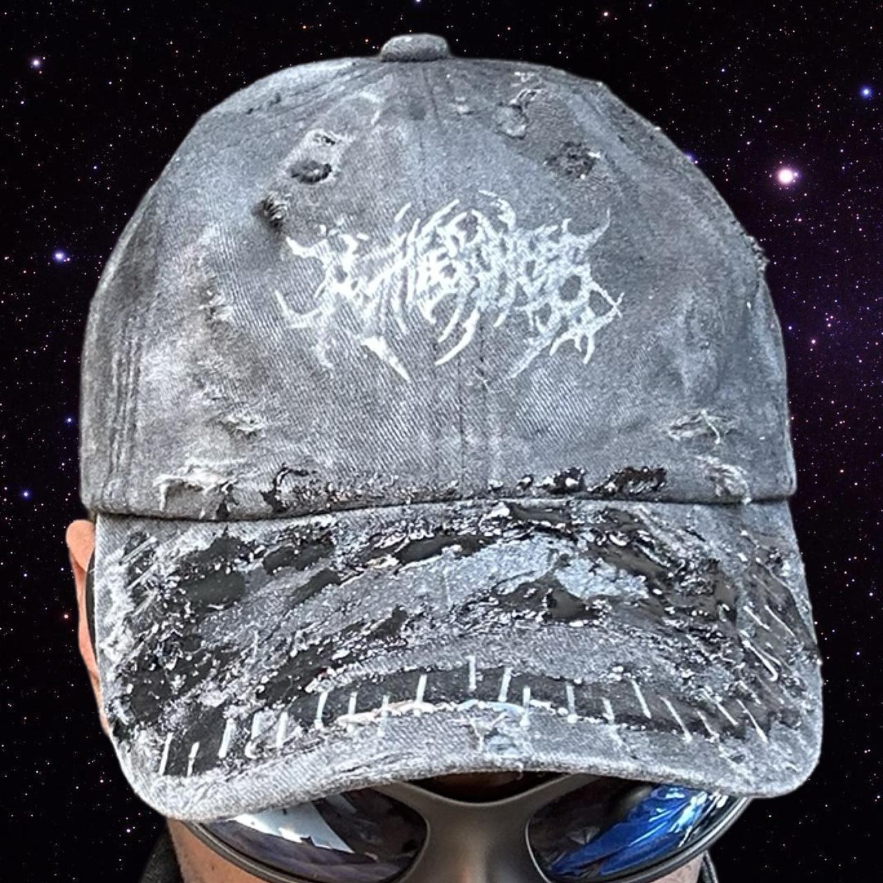ASTROBOI* 'Stitched Up' Black Stapled Indie Black Resin Hat, front