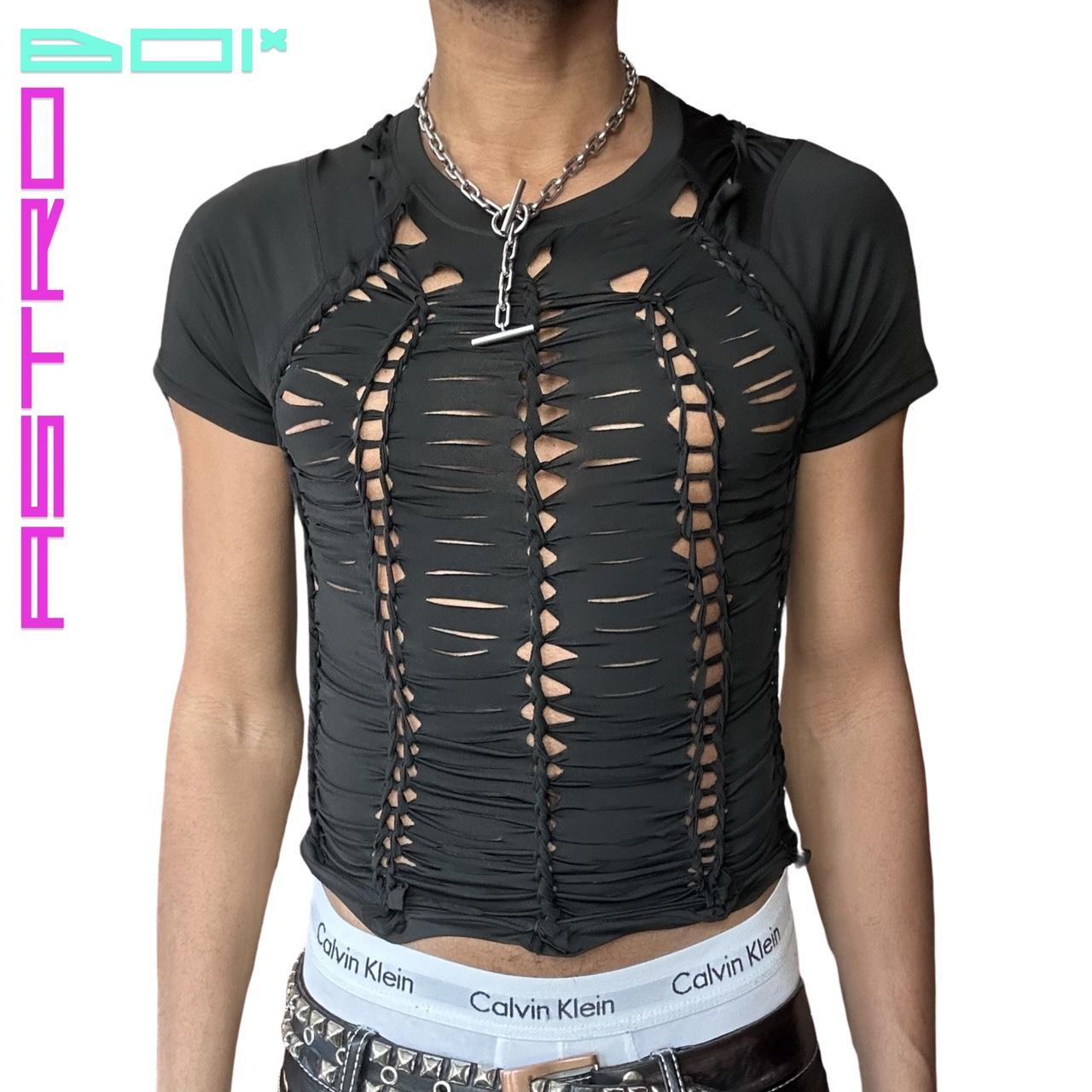ASTROBOI 'LINES' BLACK BRAIDED COMPRESSION SHIRT