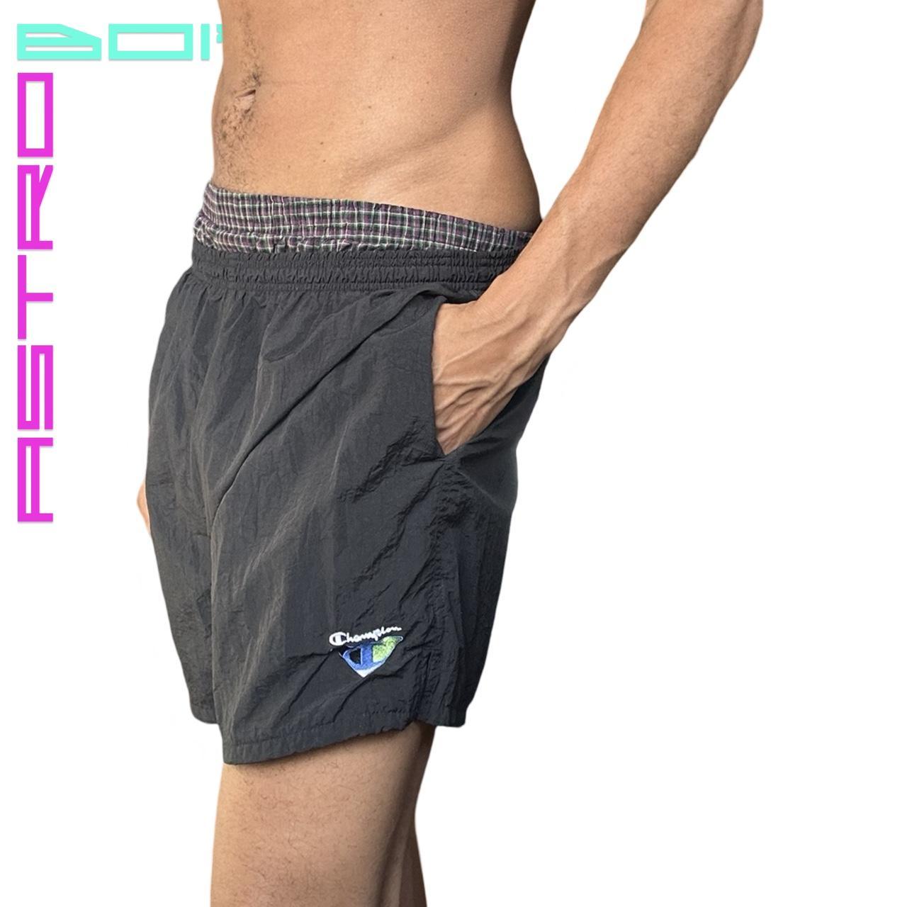 Vintage Champion Men's Black Nylon Shorts - XL