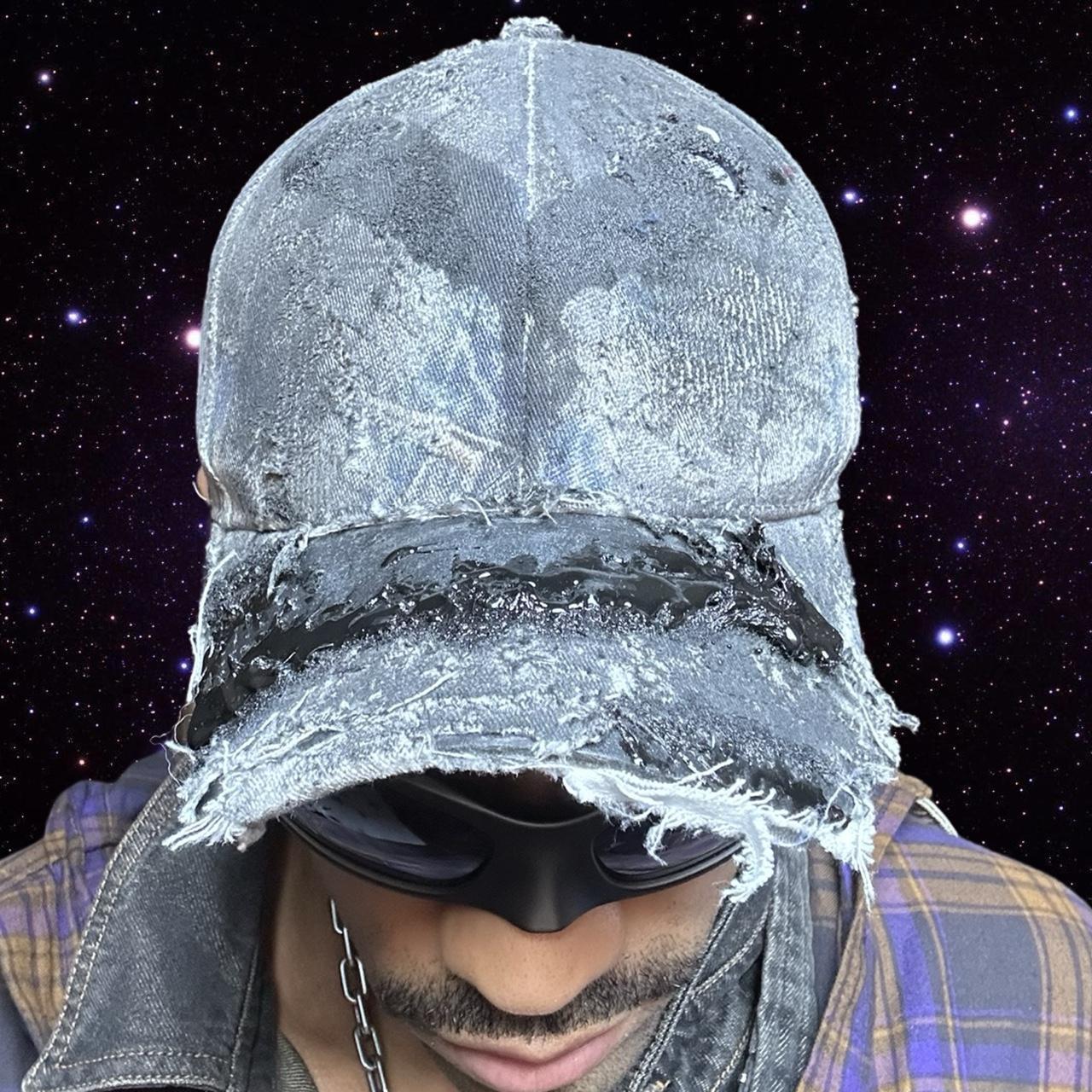 ASTROBOI 'Y's' Trompe L'oeil Denim Print Resin Hat, front