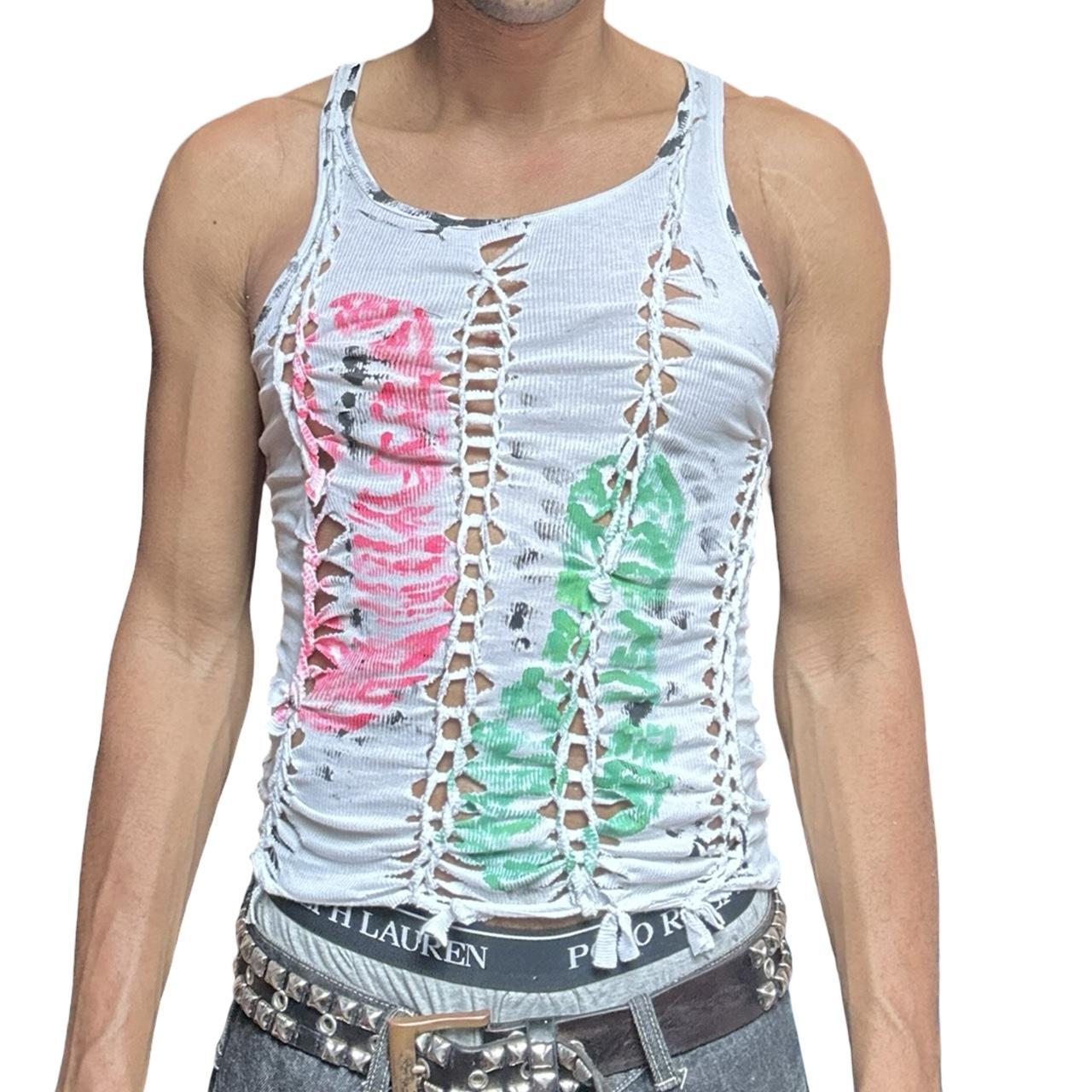 ASTROBOI* x Calvin Klein White Braided Twist Tank Top - front