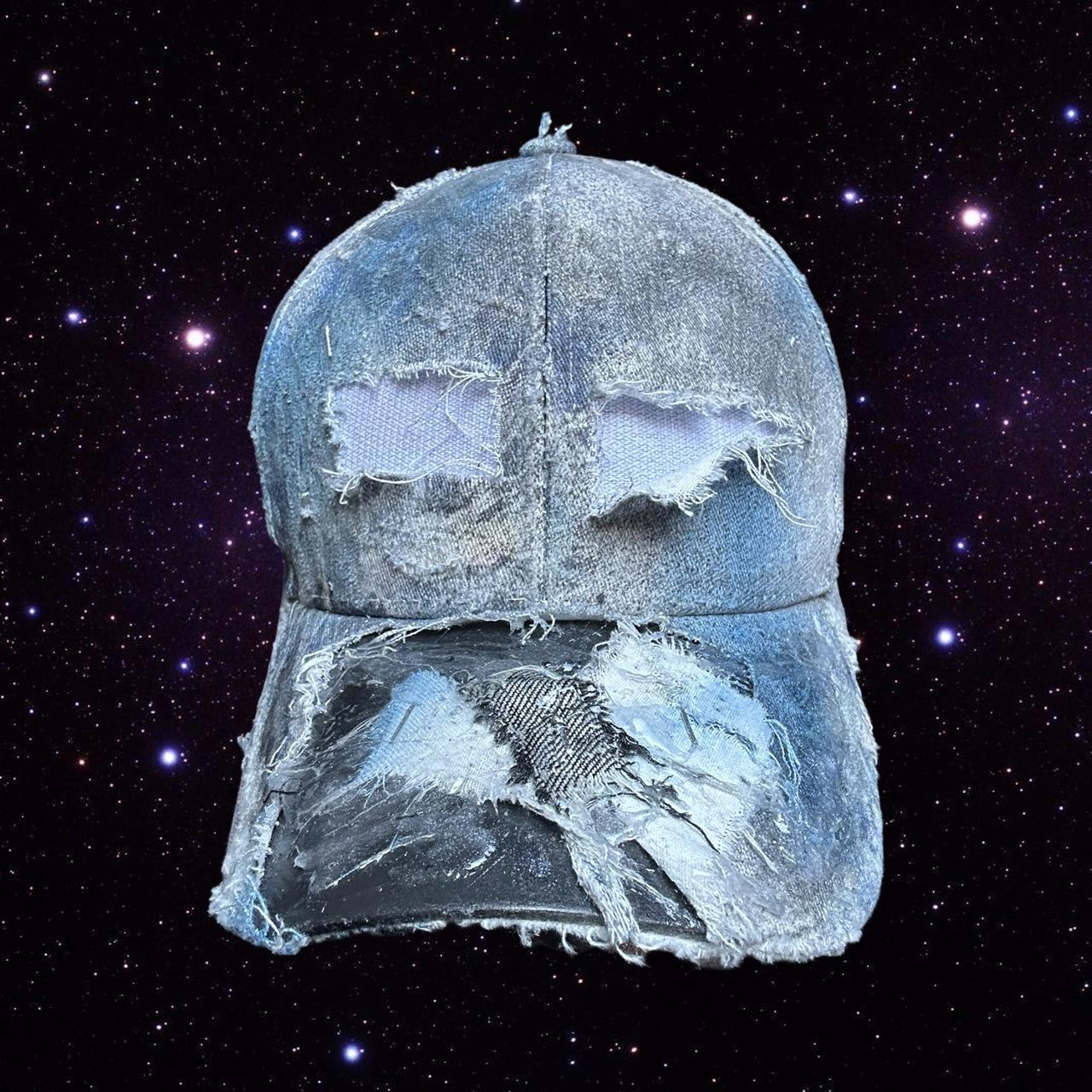 ASTROBOI* 'Margiela' Blue Deconstructed Trompe L'oeil Resin Hat, flat front