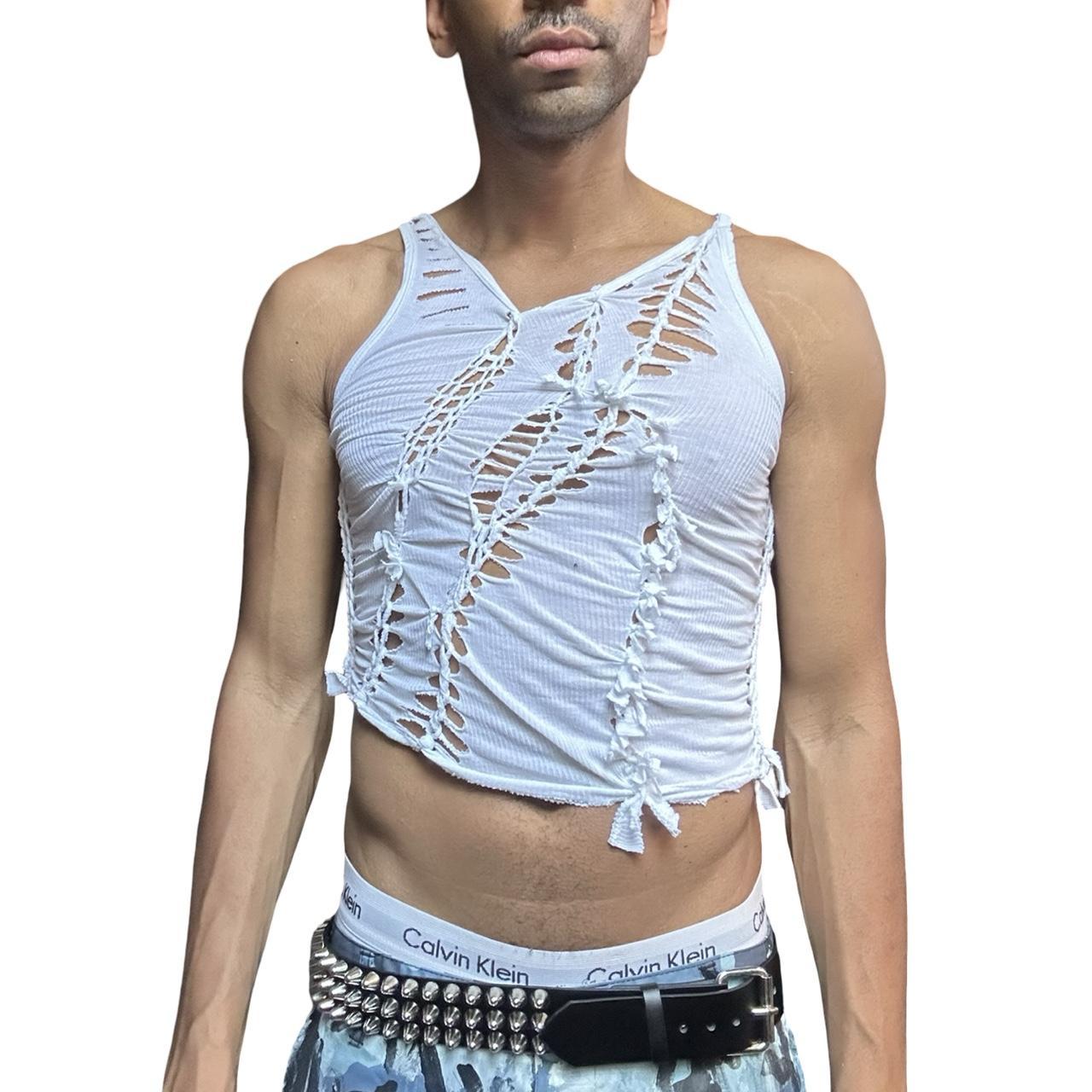 ASTROBOI* 'Blanc' White Braided Twist Tank Top - front