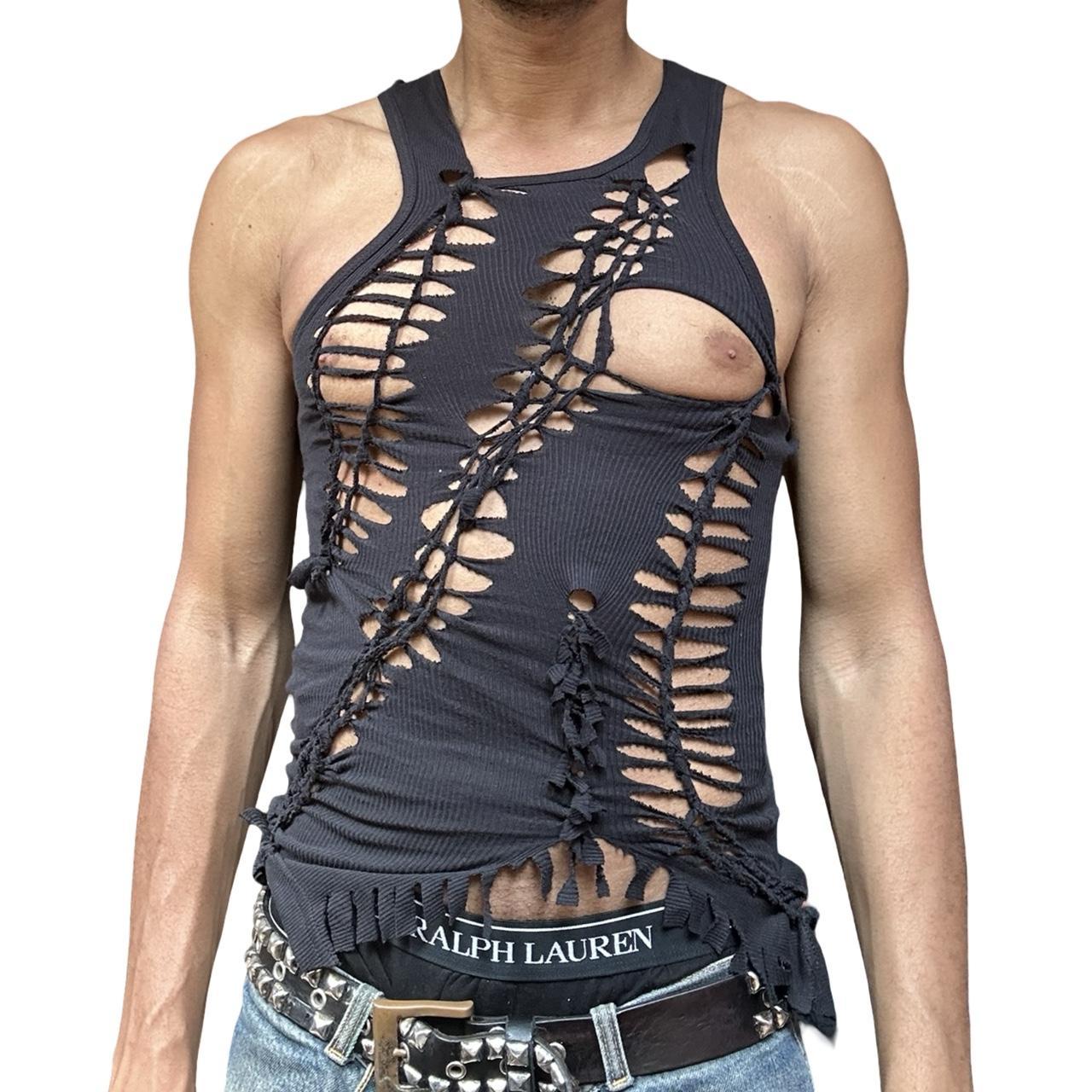 ASTROBOI* 'Highbeam' Gildan Black Twist Braided Tank Top - front