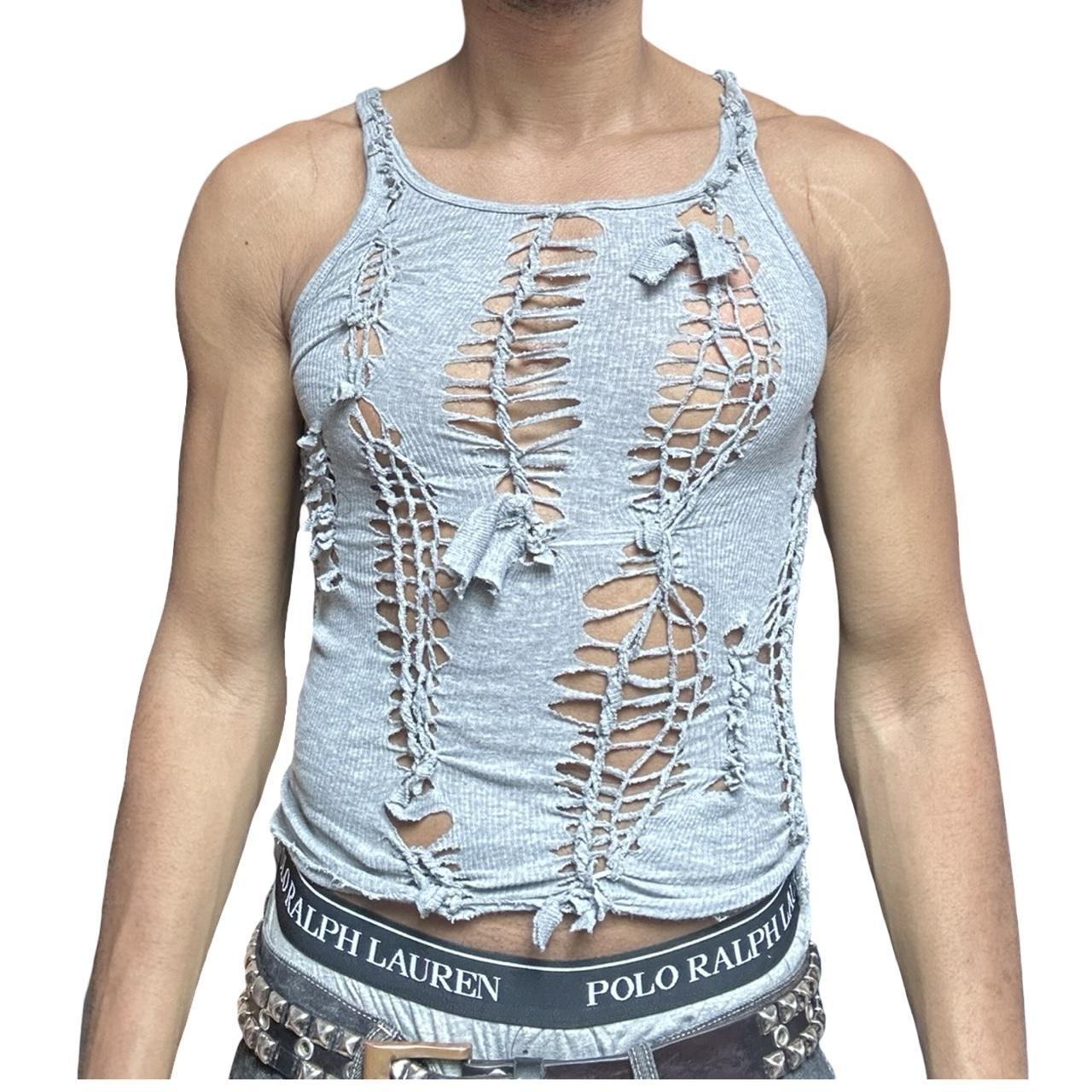 ASTROBOI* 'Smoke' Gray Braided Twist Tank Top – front